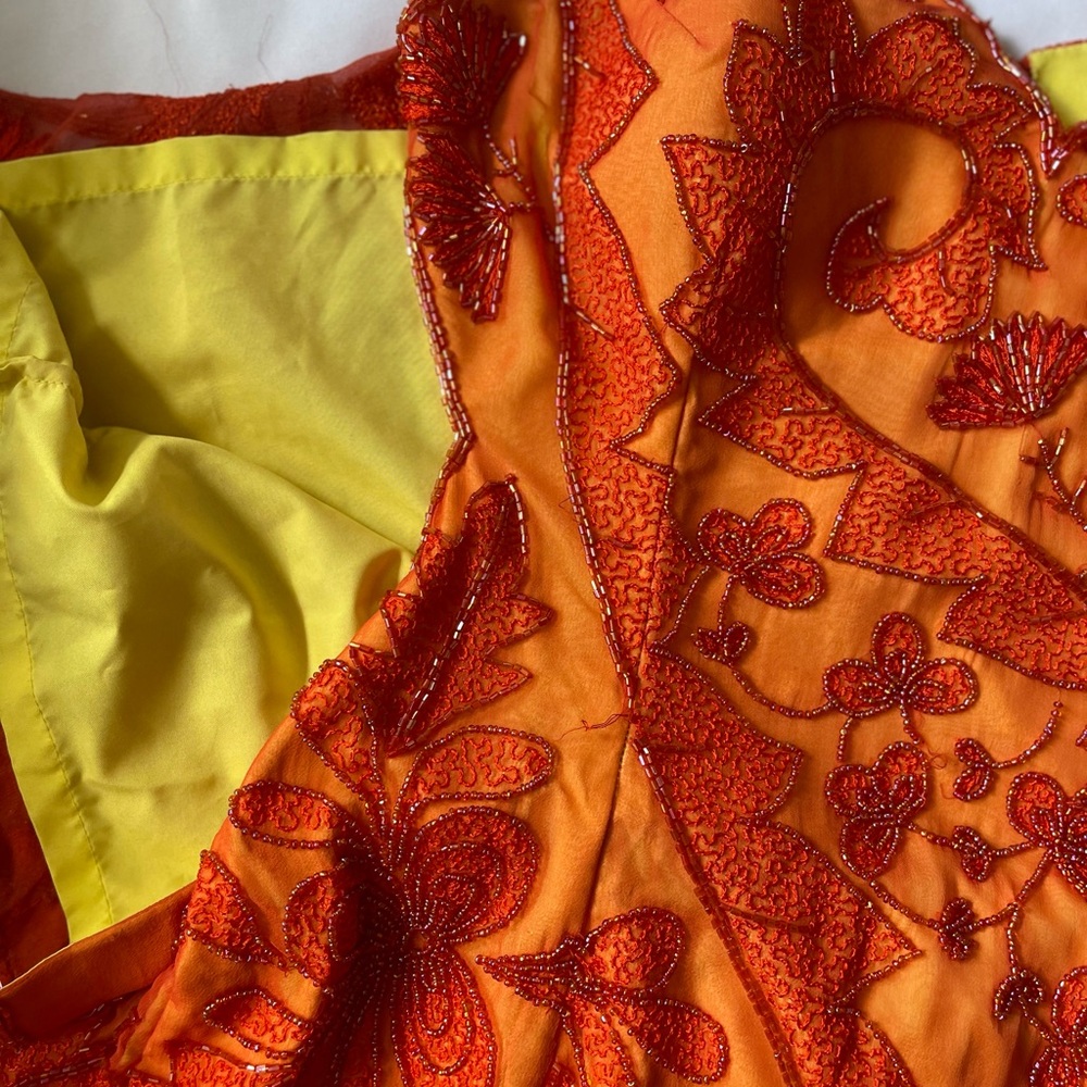 Vibrant Orange Chemise with Red Embroidery - Picture 3 of 10